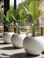 Küre Saksı Çap 50cm x Yükseklik 40cm BEYAZ - Görsel 5